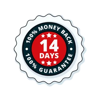 14-day 100% money-back guarantee badge